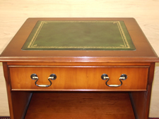 Yew Desk with Green Leather Gold tooled Top